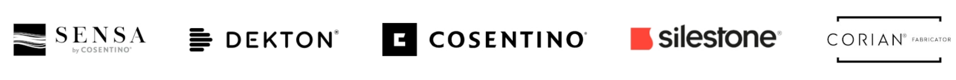 Worktop Brands Sense, Dekton, Cosentino, milestone and Corian